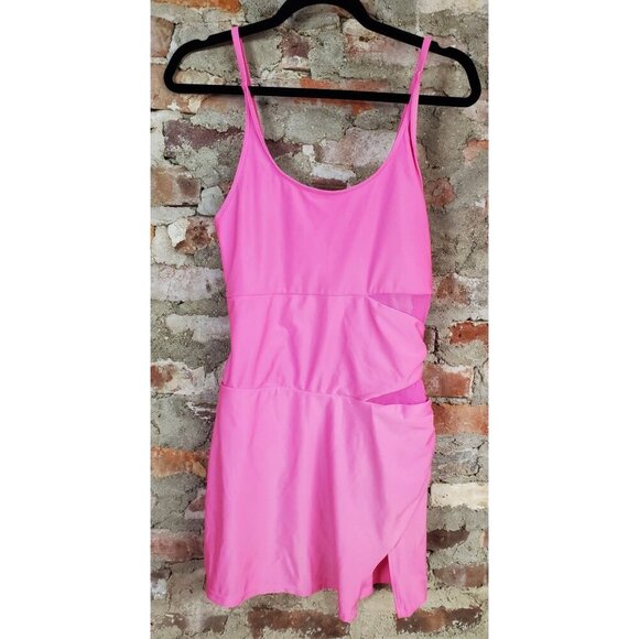Womens Bayhing Suit Sz L One Piece Neon Pink Skirt m - Picture 1 of 5